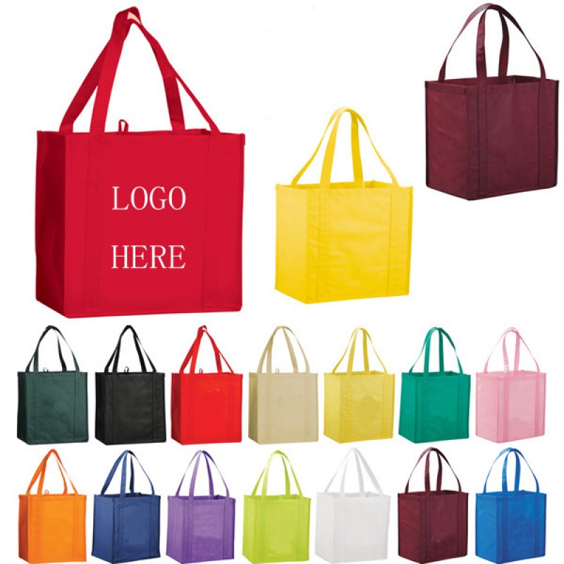 80G Non Woven Shopper Tote Bag W/ Reinforced 20" Handles