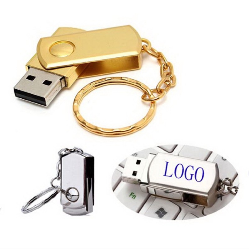 512Mb Stainless Steel Metal Keyring Swivel Usb Flash Drives