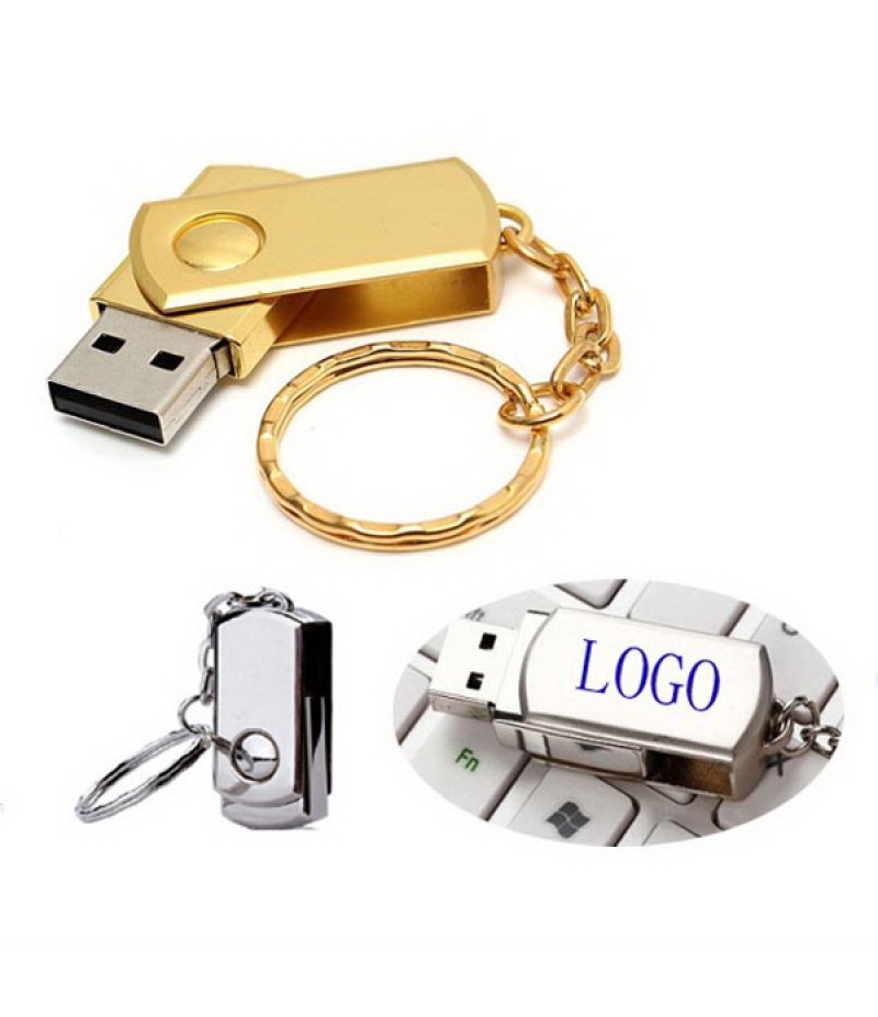 512Mb Stainless Steel Metal Keyring Swivel Usb Flash Drives